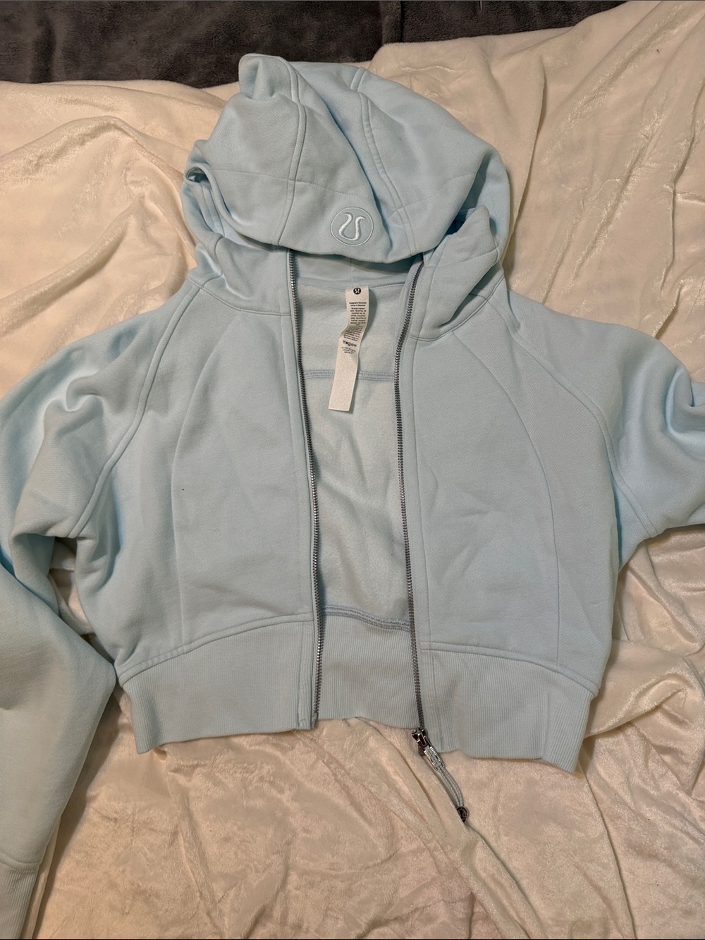 lululemon athletica Light Blue Cropped Hoodie